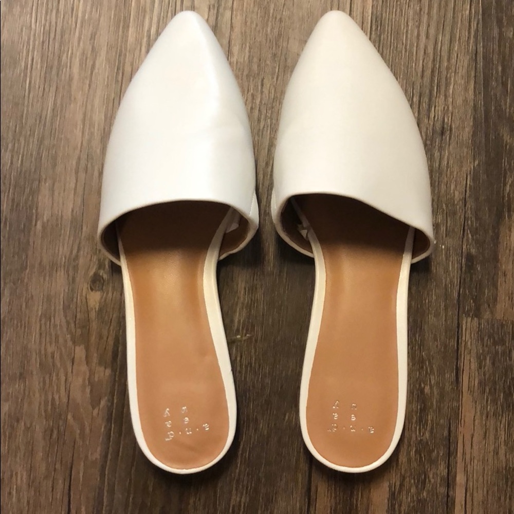 white business slip on mules